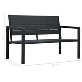 vidaXL Tuinbank hout-look 120 cm HDPE zwart