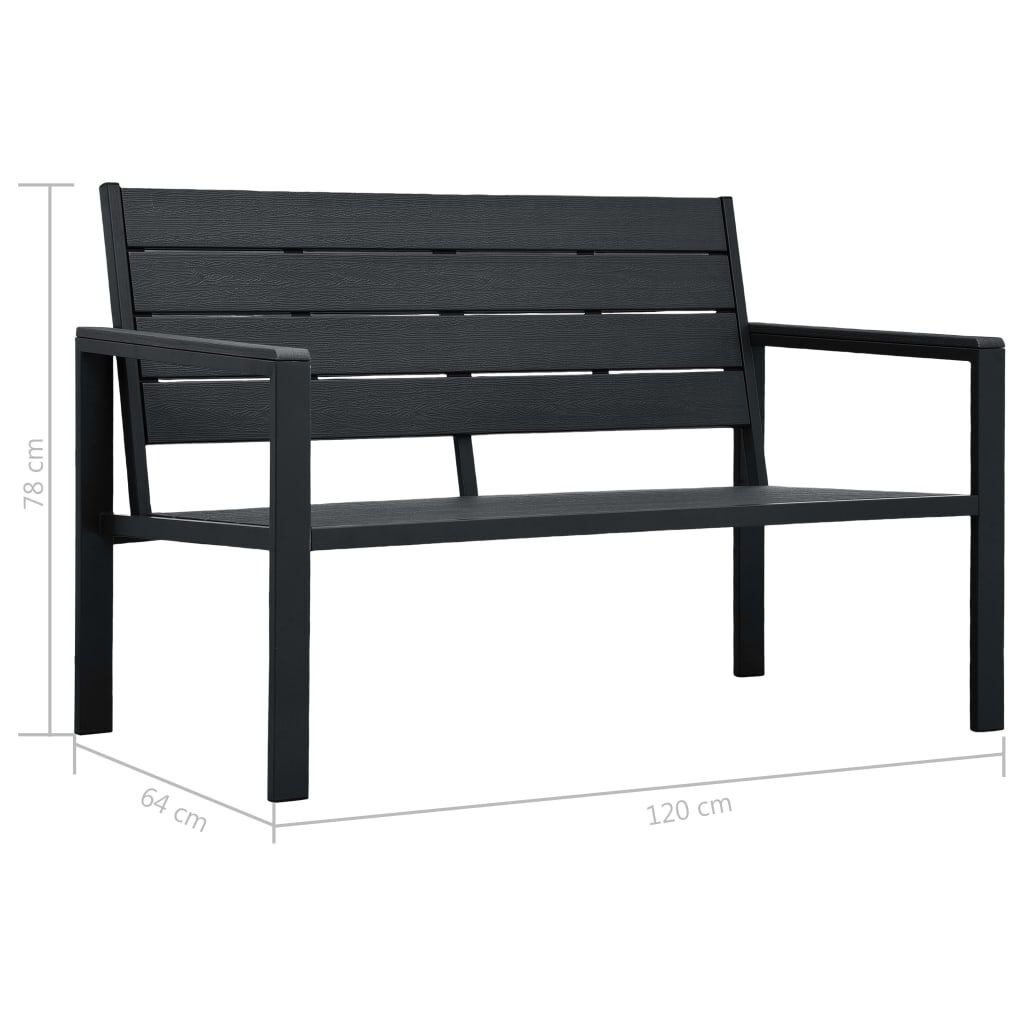 vidaXL Tuinbank hout-look 120 cm HDPE zwart