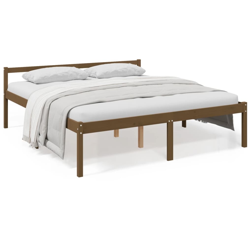 vidaXL Seniorenbed massief grenenhout honingbruin 200x200 cm