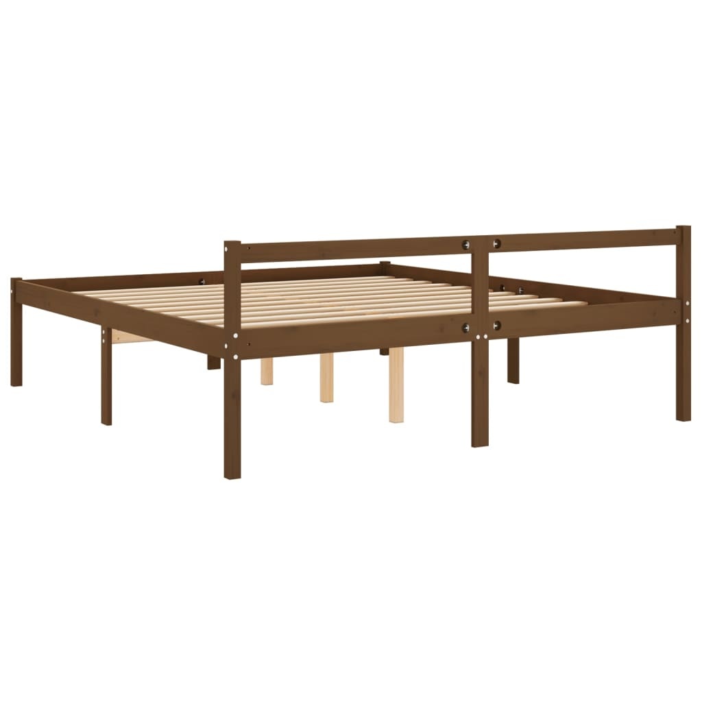 vidaXL Seniorenbed massief grenenhout honingbruin 200x200 cm