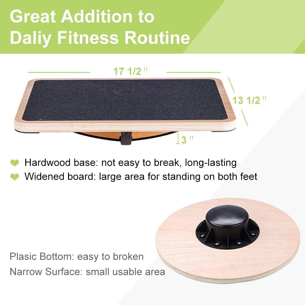 StrongTek Professioneel houten balansbord met gekruiste hardhouten basis, geavanceerde wipplank voor kernsterkte, stabiliteitstraining, moeilijke balansplank, ondersteuning 360 ° rotatie