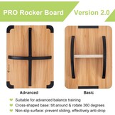 StrongTek Professioneel houten balansbord met gekruiste hardhouten basis, geavanceerde wipplank voor kernsterkte, stabiliteitstraining, moeilijke balansplank, ondersteuning 360 ° rotatie