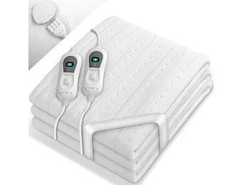 sinnlein dubbel warmteonderbed van 160 x 140 cm met automatische uitschakeling en 2 temperatuurzones, elektrisch deken met 3 temperatuurniveaus, warmteonderdeken voor op het bed, warmtedeken van zacht fleece - Maat 160 x 140 cm