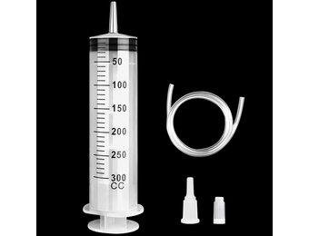 Spuit Met Slang, Plastic Spuit Met Dop 300ml, Grote Spuit Herbruikbaar, Spuiten, Herbruikbare Spuiten Met Grote Capaciteit voor Laboratorium, Industrie, Huisdiervoeding