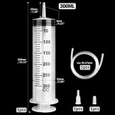 Spuit Met Slang, Plastic Spuit Met Dop 300ml, Grote Spuit Herbruikbaar, Spuiten, Herbruikbare Spuiten Met Grote Capaciteit voor Laboratorium, Industrie, Huisdiervoeding
