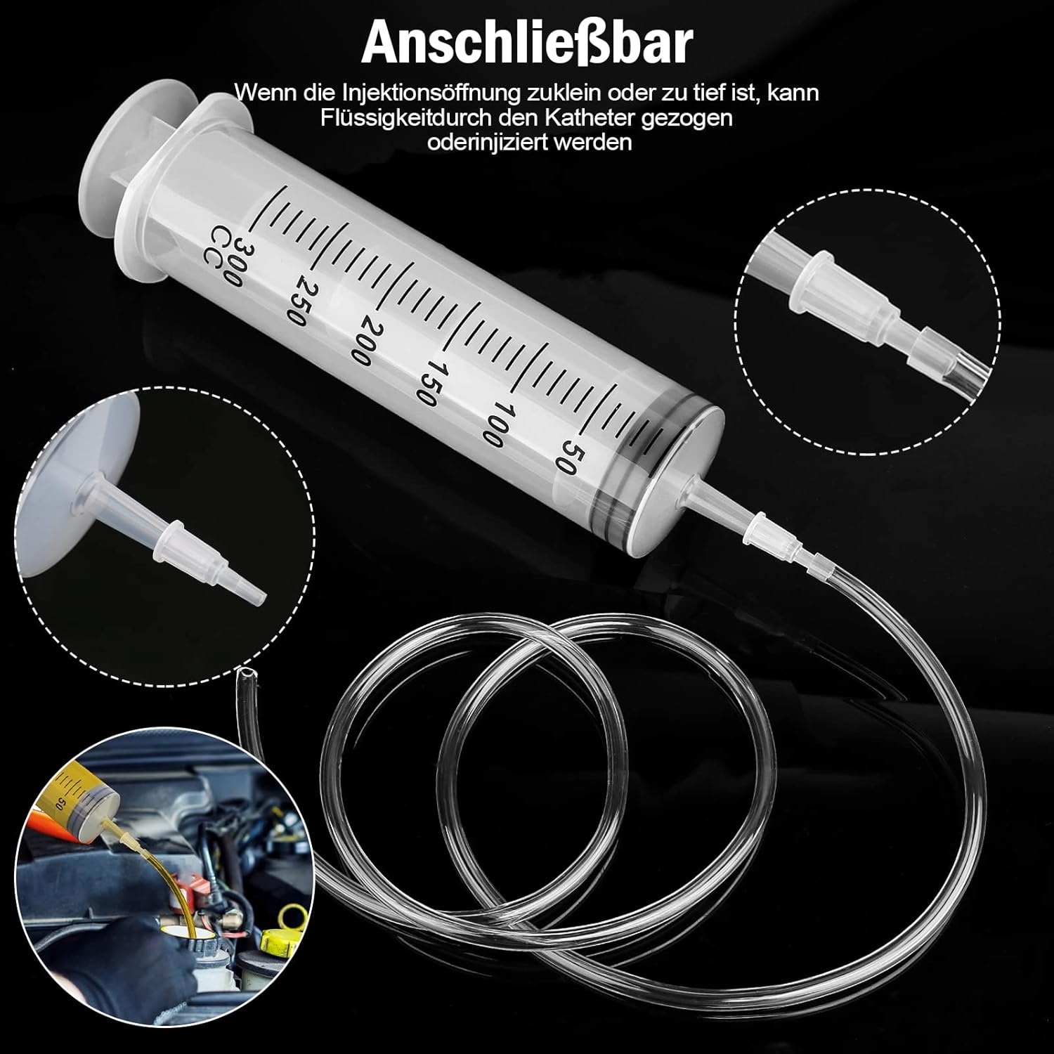Spuit Met Slang, Plastic Spuit Met Dop 300ml, Grote Spuit Herbruikbaar, Spuiten, Herbruikbare Spuiten Met Grote Capaciteit voor Laboratorium, Industrie, Huisdiervoeding