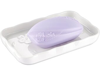 NiHome Keramische zeepbakje voor badkamer of keuken gootsteen, verhoogd bloemontwerp Compact formaat 5,7"x3,6"x0,78", gemakkelijk schoon te maken, vochtbestendig, glad oppervlak, veelzijdig gebruik