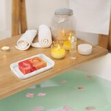 NiHome Keramische zeepbakje voor badkamer of keuken gootsteen, verhoogd bloemontwerp Compact formaat 5,7"x3,6"x0,78", gemakkelijk schoon te maken, vochtbestendig, glad oppervlak, veelzijdig gebruik