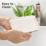 NiHome Keramische zeepbakje voor badkamer of keuken gootsteen, verhoogd bloemontwerp Compact formaat 5,7"x3,6"x0,78", gemakkelijk schoon te maken, vochtbestendig, glad oppervlak, veelzijdig gebruik