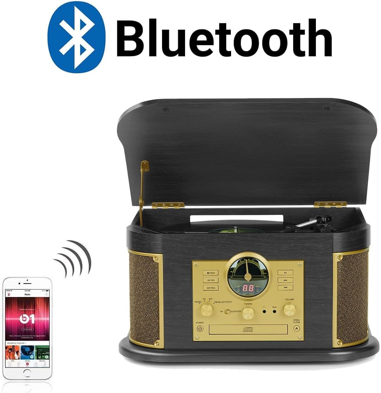 Platenspeler 30% Korting - Alles-in-één met Bluetooth & CD