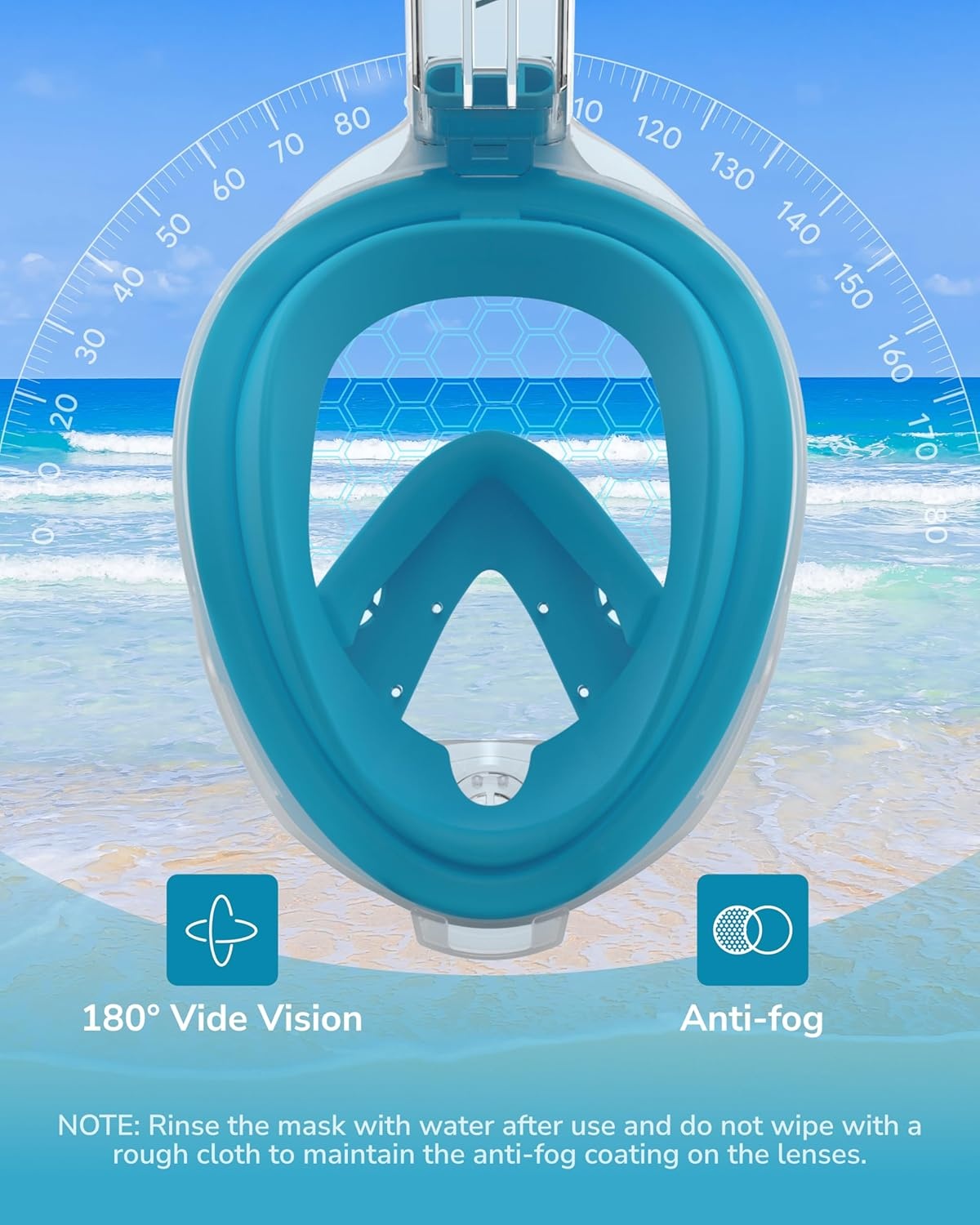 Volgelaats snorkelmasker ACURE SN04 | Met camera-houder | -28% Korting