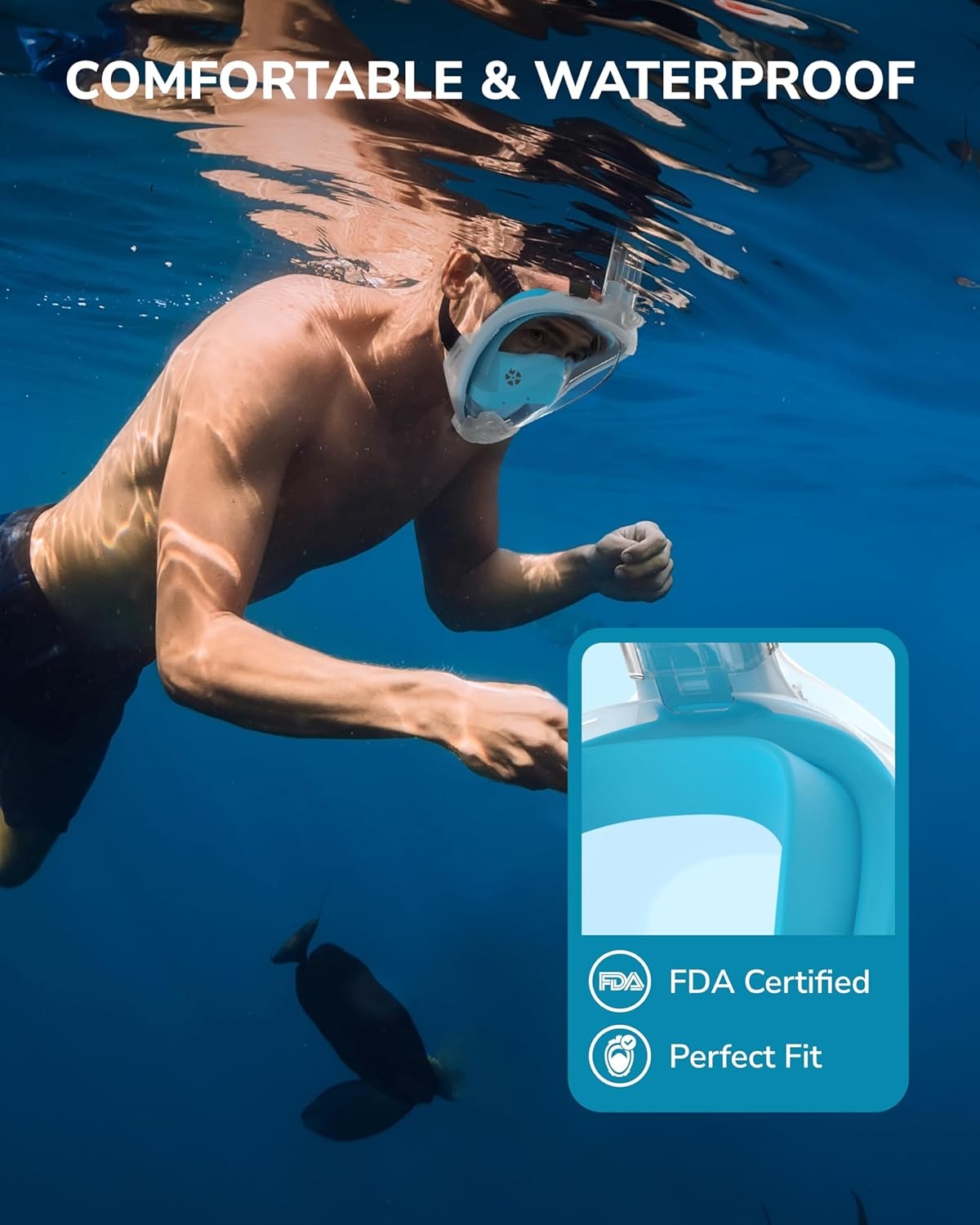 Volgelaats snorkelmasker ACURE SN04 | Met camera-houder | -28% Korting