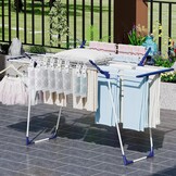 SYKIARIOL Droogrek, vleugeldroogrek, staand droogrek met vleugels, uittrekbaar inklapbaar wasrek met klemzak en sokkenhouder, geschikt voor kleding en handdoeken