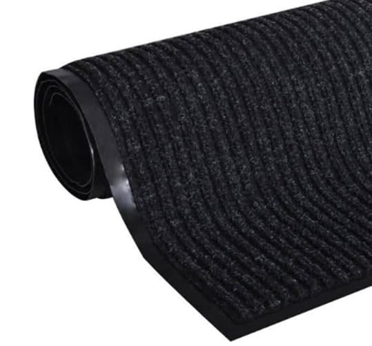 Deurmat 150 x 90 cm – Absorberend – Zwart geribbeld
