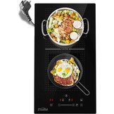 COVERCOOK Domino Inductiekookplaat van 30 cm met 2 kookzones, inbouw, autonome kookplaat, inductie met stekker, flexzones, slidertouch-bediening, scherpte, 16 A, 2800 W