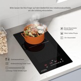 COVERCOOK Domino Inductiekookplaat van 30 cm met 2 kookzones, inbouw, autonome kookplaat, inductie met stekker, flexzones, slidertouch-bediening, scherpte, 16 A, 2800 W