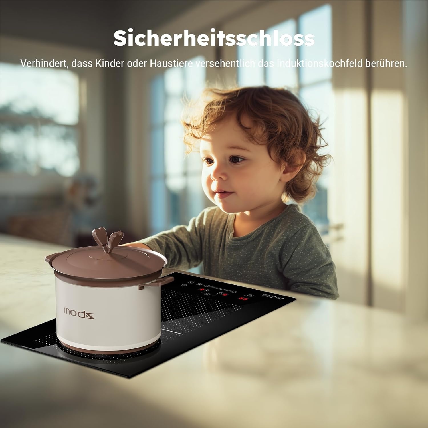 COVERCOOK Domino Inductiekookplaat van 30 cm met 2 kookzones, inbouw, autonome kookplaat, inductie met stekker, flexzones, slidertouch-bediening, scherpte, 16 A, 2800 W