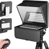 LENSGO TC7S Draagbare Teleprompter voor Telefoon, One-Second Fold Mini Teleprompter met Afstandsbediening, App Compatibel met iPhone & Android voor Online Onderwijs Vlog Live Streaming Interview