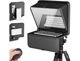 LENSGO TC7S Draagbare Teleprompter voor Telefoon, One-Second Fold Mini Teleprompter met Afstandsbediening, App Compatibel met iPhone & Android voor Online Onderwijs Vlog Live Streaming Interview