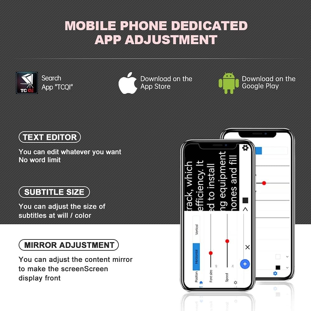 LENSGO TC7S Draagbare Teleprompter voor Telefoon, One-Second Fold Mini Teleprompter met Afstandsbediening, App Compatibel met iPhone & Android voor Online Onderwijs Vlog Live Streaming Interview