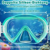 Duikbril voor kinderen, met neusafdekking, zwembril voor kinderen van 6-14 jaar met elastische stoffen band, lekvrije bril, anti-condens, getemperd 180° glas, groothoek, glazen lenzen voor jongens en