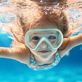 Duikbril voor kinderen, met neusafdekking, zwembril voor kinderen van 6-14 jaar met elastische stoffen band, lekvrije bril, anti-condens, getemperd 180° glas, groothoek, glazen lenzen voor jongens en