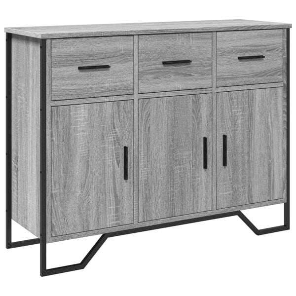 vidaXL Dressoir 97x32,5x74,5 cm bewerkt hout grijs sonoma eikenkleur