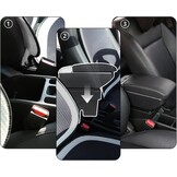 Dubbele armleuning voor Citroën C3 (2017-2023) met opbergvak en bekerhouder, zwart