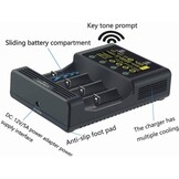 LiitoKala Lii-600 18650 en AA batterijlader met LCD-touchscreen, inclusief 4 assen en 12V 5A adapter voor Li-Ion/NI-MH/NI-Cd 14500 21700 AA AAA
