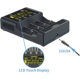 LiitoKala Lii-600 18650 en AA batterijlader met LCD-touchscreen, inclusief 4 assen en 12V 5A adapter voor Li-Ion/NI-MH/NI-Cd 14500 21700 AA AAA