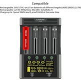 LiitoKala Lii-600 18650 en AA batterijlader met LCD-touchscreen, inclusief 4 assen en 12V 5A adapter voor Li-Ion/NI-MH/NI-Cd 14500 21700 AA AAA