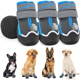 Weesiber Hondenschoenen, 4 stuks, antislip hondenlaarzen met reflecterende riemen en slijtvaste rubberen zool, pootbescherming voor kleine, middelgrote en grote honden (grijs, maat 3)