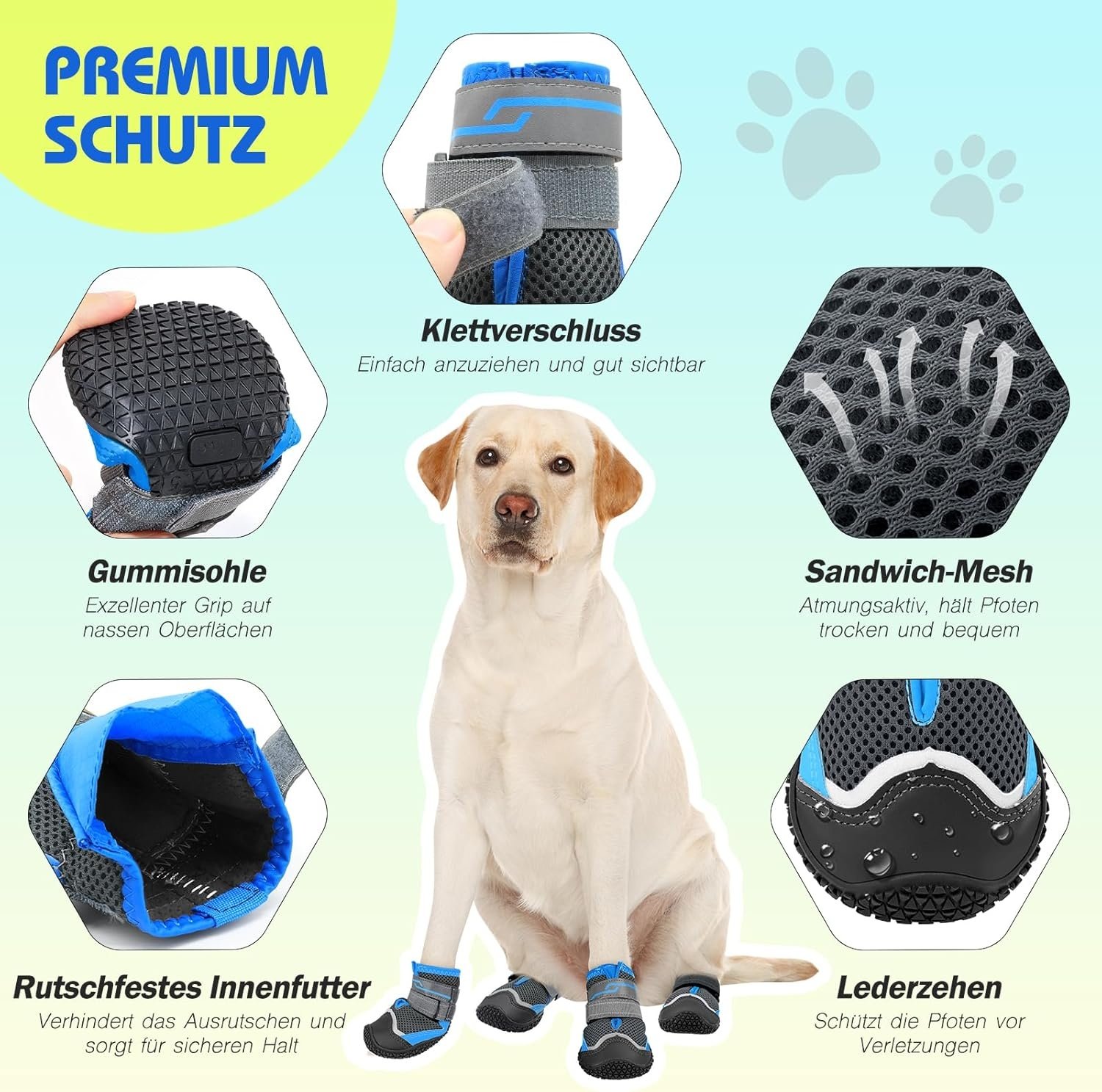 Weesiber Hondenschoenen, 4 stuks, antislip hondenlaarzen met reflecterende riemen en slijtvaste rubberen zool, pootbescherming voor kleine, middelgrote en grote honden (grijs, maat 3)