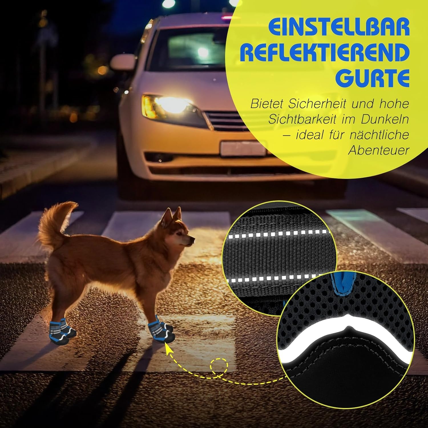 Weesiber Hondenschoenen, 4 stuks, antislip hondenlaarzen met reflecterende riemen en slijtvaste rubberen zool, pootbescherming voor kleine, middelgrote en grote honden (grijs, maat 3)