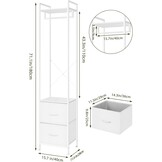 Kledingstang, vrijstaand, stabiel, metalen kledingrek, smalle kapstok met 2 schoenenplanken, minimalistisch design, ruimtebesparend, kledingrek voor slaapkamer en thuis, wit