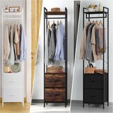 Kledingstang, vrijstaand, stabiel, metalen kledingrek, smalle kapstok met 2 schoenenplanken, minimalistisch design, ruimtebesparend, kledingrek voor slaapkamer en thuis, wit