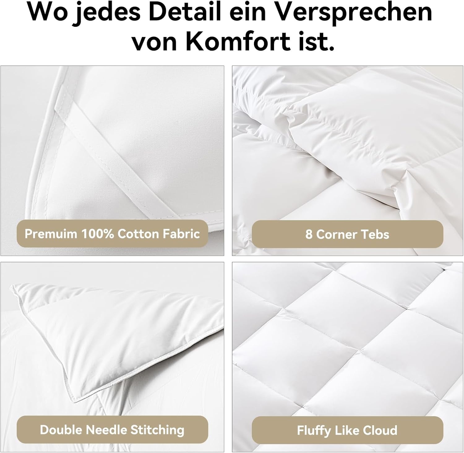 Dekbed van ganzendons en veren, ultrazacht - 100% katoen, thermisch donsdekbed met hoog vullend vermogen, dekbed (warm winterdekbed - wit, 155 x 220 cm)
