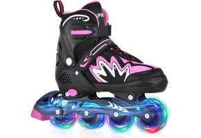 Verstelbare Kinderskeelers/Volwassen Rolschaatsen (Maat S) - Zwart/Roze - 29% Korting