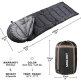SOULOUT Slaapzak 3-4 seizoenen, waterdichte lichte dekenslaapzak voor kamperen, reizen en outdoor-activiteiten, ideaal voor volwassenen en kinderen, 220 x 83 cm