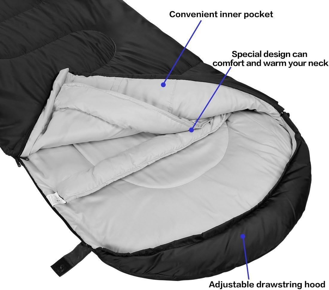 SOULOUT Slaapzak 3-4 seizoenen, waterdichte lichte dekenslaapzak voor kamperen, reizen en outdoor-activiteiten, ideaal voor volwassenen en kinderen, 220 x 83 cm
