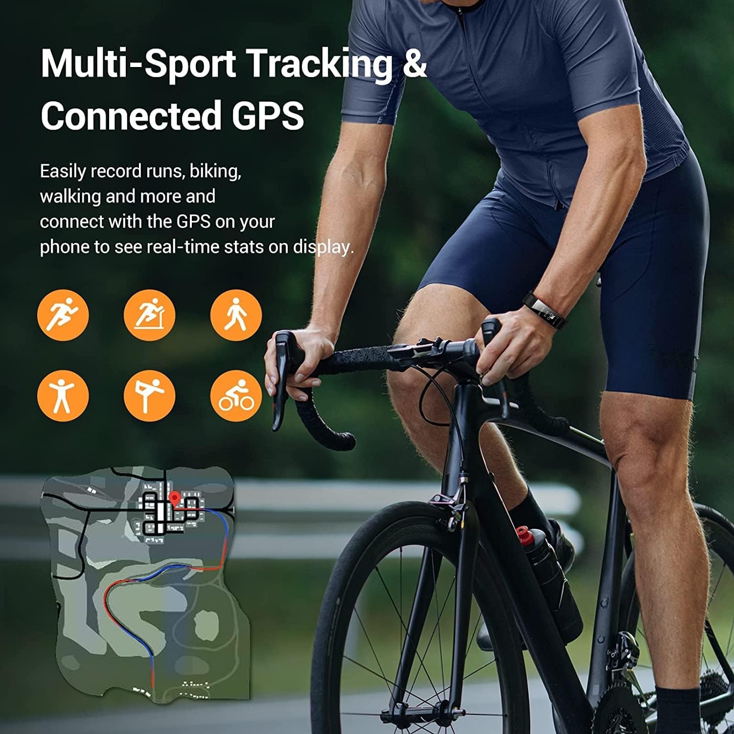 Fitnesstracker met Hartslagmeter, Bloeddruk, Fitnesshorloge Waterdicht IP68, 16 Sportmodi, Stappenteller, Calorieënteller, Activiteitstracker Dames Heren Kinderen, Smartwatch iOS en Android