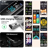 Fitnesstracker met Hartslagmeter, Bloeddruk, Fitnesshorloge Waterdicht IP68, 16 Sportmodi, Stappenteller, Calorieënteller, Activiteitstracker Dames Heren Kinderen, Smartwatch iOS en Android