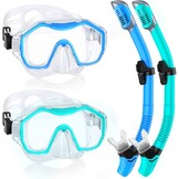 Schnorchelset voor volwassenen (2-delig) met panorama duikmasker en droge snorkel - Anti-fog en waterdicht, gehard glas