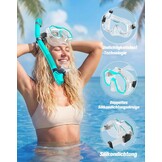 Schnorchelset voor volwassenen (2-delig) met panorama duikmasker en droge snorkel - Anti-fog en waterdicht, gehard glas