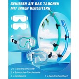 Schnorchelset voor volwassenen (2-delig) met panorama duikmasker en droge snorkel - Anti-fog en waterdicht, gehard glas