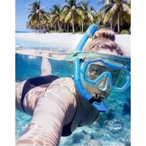 Schnorchelset voor volwassenen (2-delig) met panorama duikmasker en droge snorkel - Anti-fog en waterdicht, gehard glas