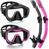 Schnorchelset voor volwassenen (2-delig) met panorama duikmasker en droge snorkel - Anti-fog en waterdicht, gehard glas