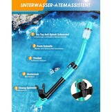 Volwassen snorkelset groen met verstelbare vinnen, anti-condens duikbril en droge snorkel