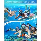 Volwassen snorkelset groen met verstelbare vinnen, anti-condens duikbril en droge snorkel