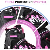 TOMSHOO Rolschaatsen, inlineskates met 4 maten verstelbaar, led-wielen, meerdere maatopties, inline skates voor kinderen, volwassenen, jongens en meisjes, zwart en roze, S